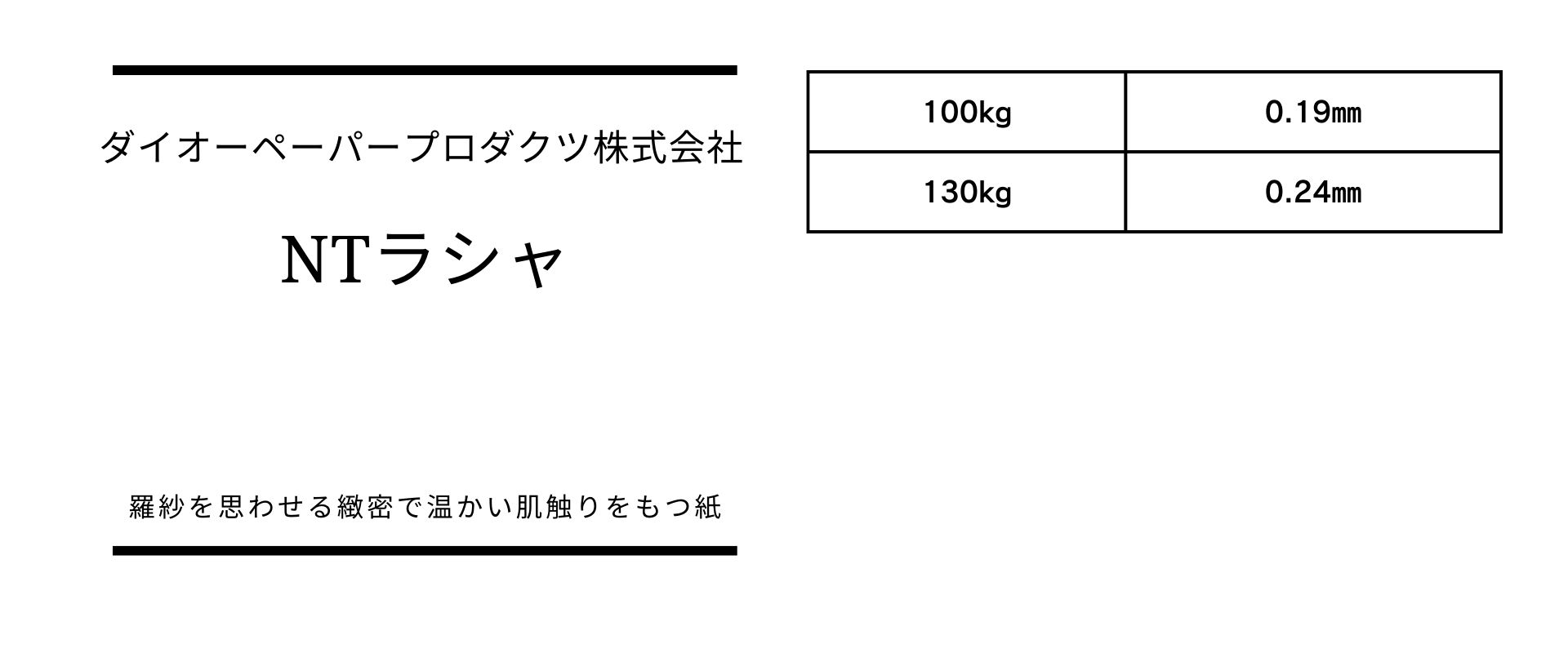 厚さのバリエーションが豊富なNTラシャ