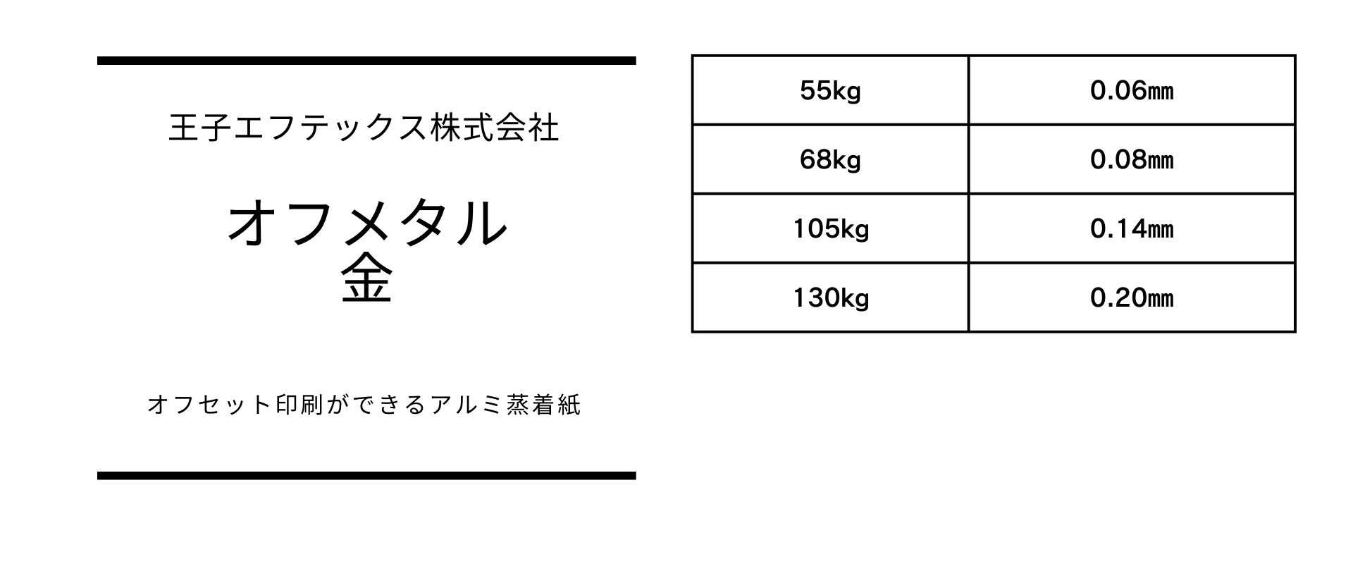 厚さのバリエーションが豊富なオフメタル 金