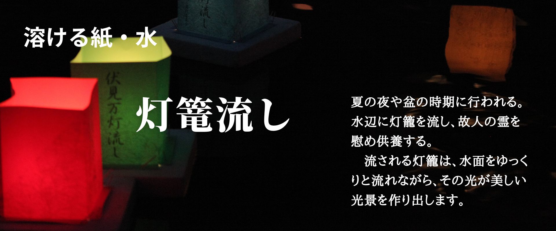 溶ける紙・水の活用イメージ（灯籠流し）